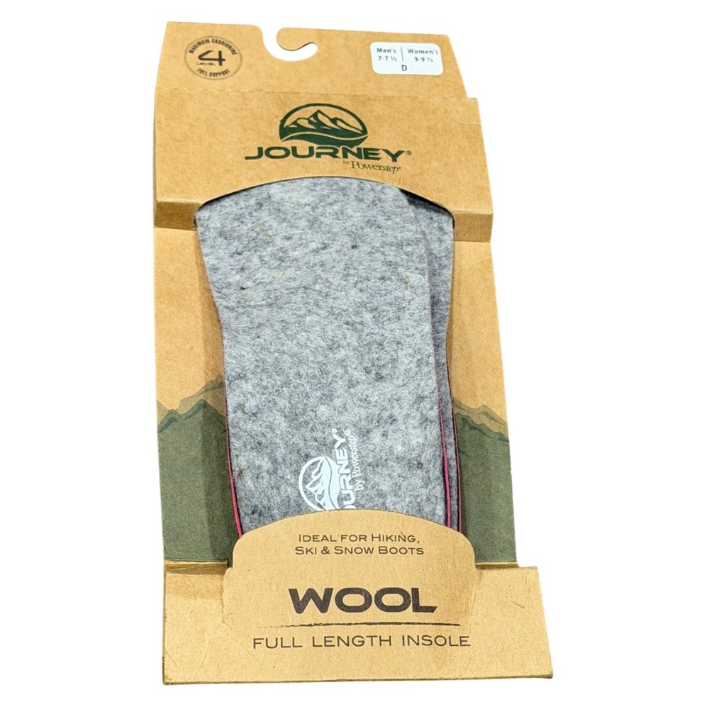 New Journey By Powerstep Wool Full Length Insoles Outdoors 7-7.5 Men 9-9.5 Women